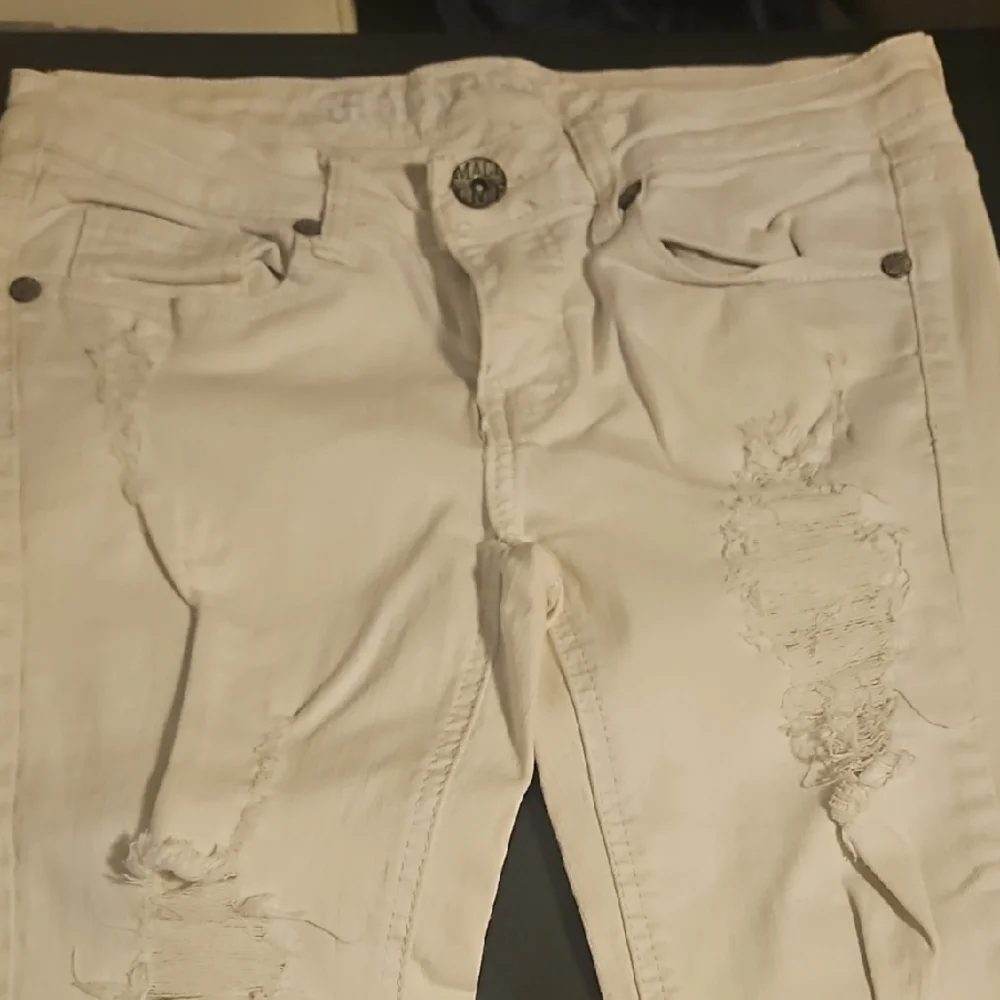 Machine White Distressed Kids Jeans - Picture 1 of 7